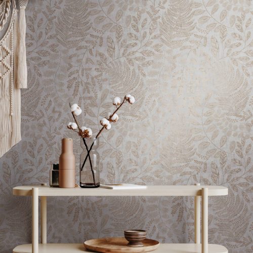 Mock up frame in cozy beige home interior background, Boho style, 3d render